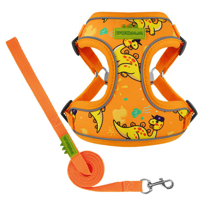 cute dinosaur dog harness and leash set