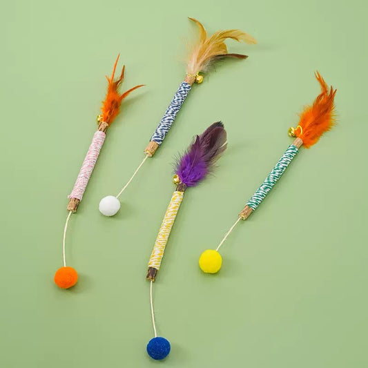 Cat toy Bell & Feather Colorful Silver Vine Chew Stick