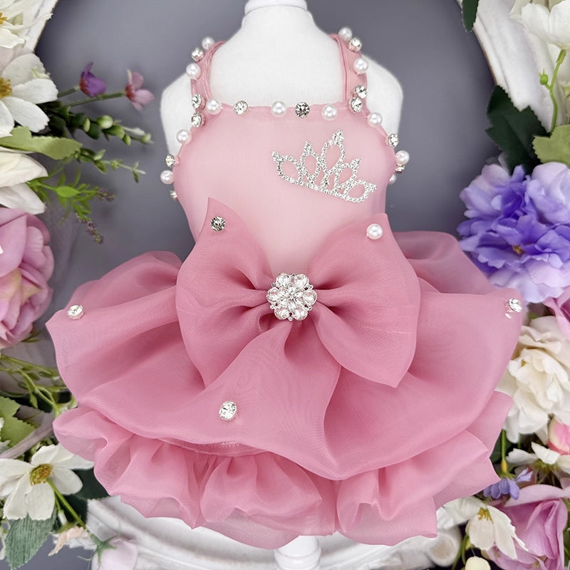 Pet Dress Pearl Diamond Crown 2 Colors
