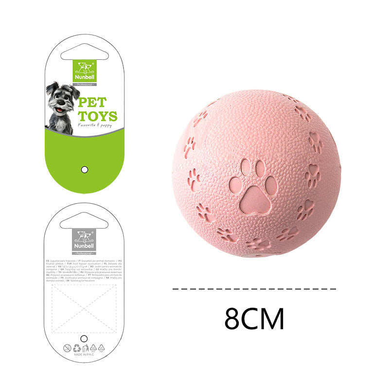 Pink Nunbell paw print latex squeaky pet ball in L 8 cm size