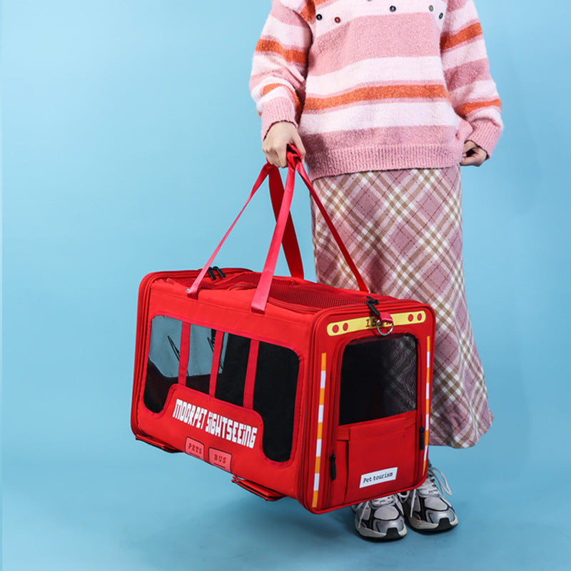 Rolling Pet Carrier – Bus Style Travel Bag with Wheels &amp; Mesh Panels