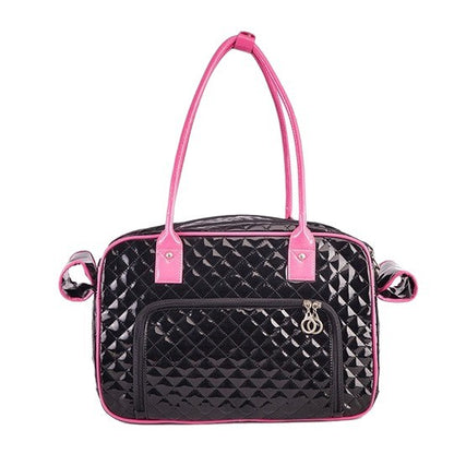 Black and Pink Quilted Pet Carrier Bag - main product view