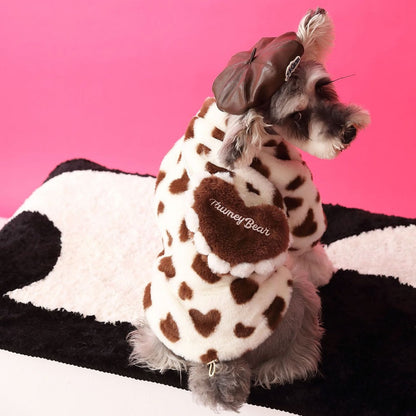 Cozy Heart Fleece Pet Coat Pink