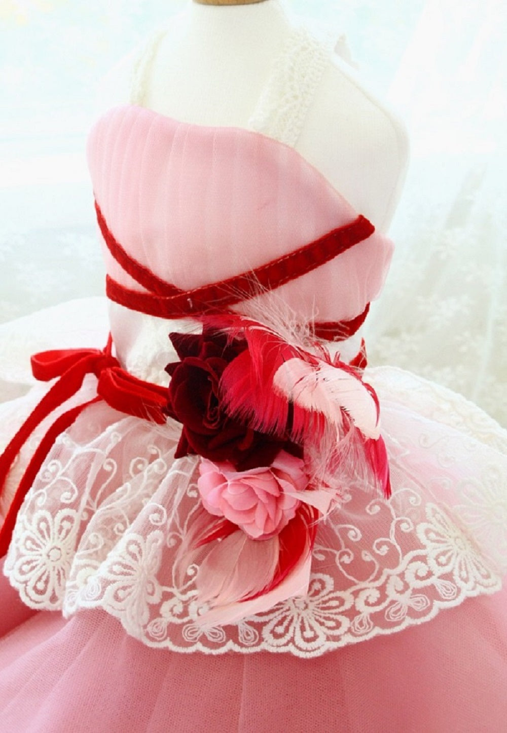 Pink Rose Princess Ball Gown For Dog & Cats