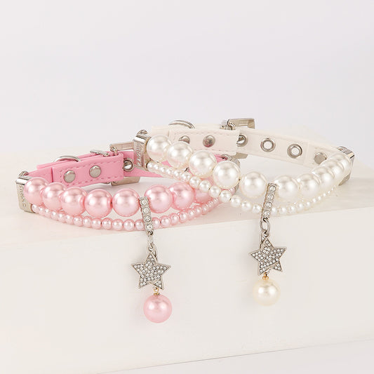 Luxury Pearl Pet Collar and Leash Set – Elegant & Lightweight