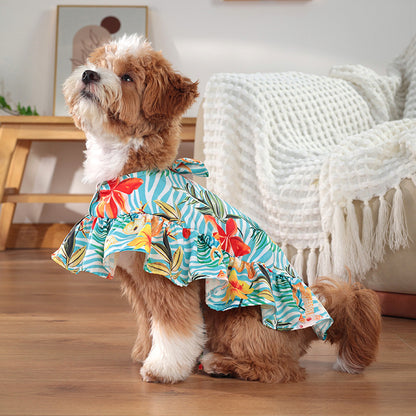 Summer palm leaf puppy sundress