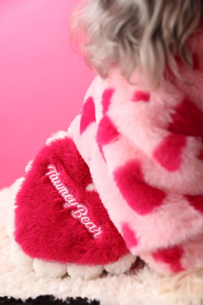 Cozy Heart Fleece Pet Coat Pink