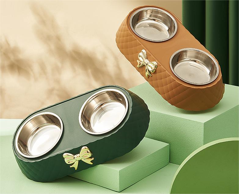 Pet bowl Stainless Steel Double Bowl 3 options