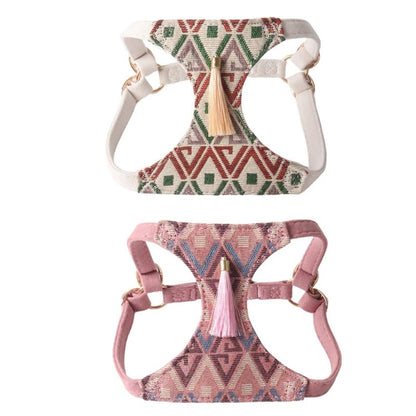 boho dog harness and leash set