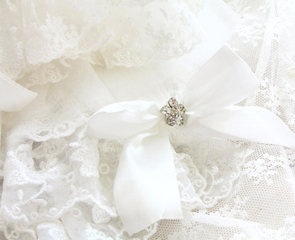 Premium lace embroidery and layered bridal tulle detail