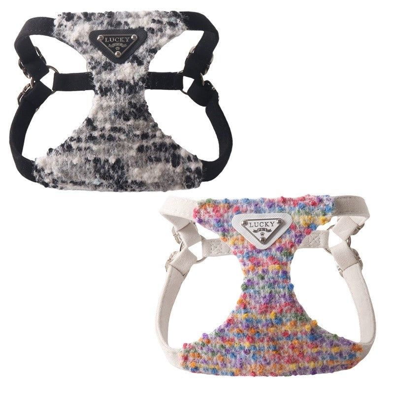 luxury tweed dog harness and leash set