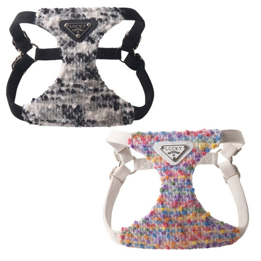 luxury tweed dog harness and leash set