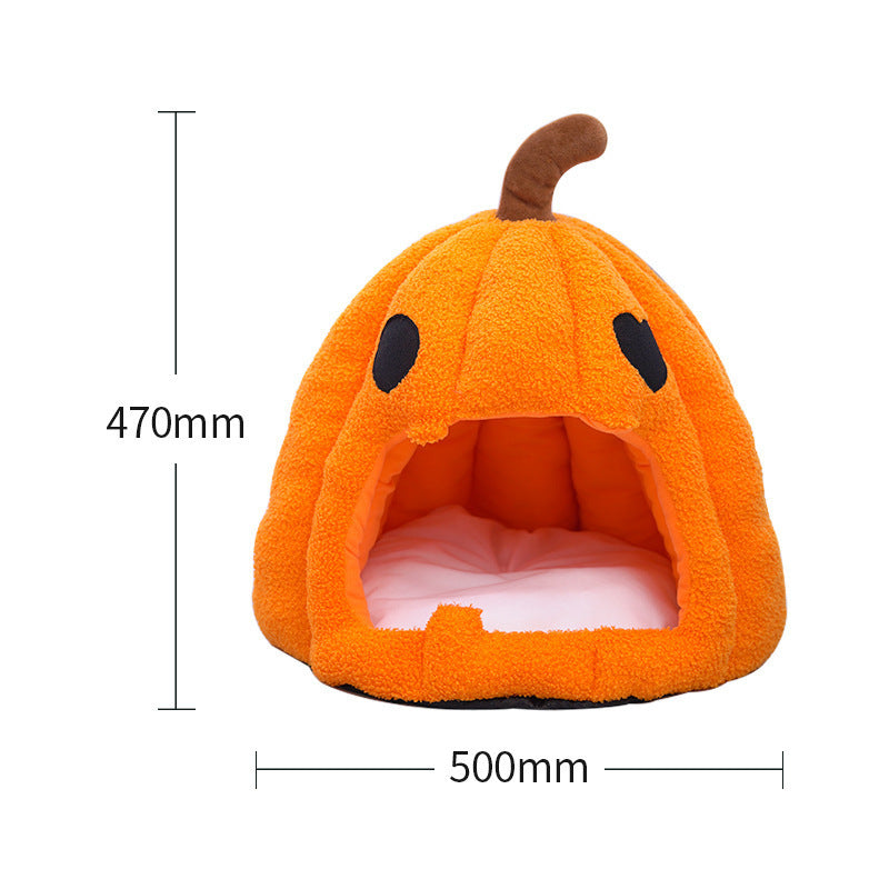 XL pumpkin pet cave dimension diagram showing 50 cm diameter and 47 cm height