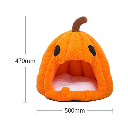 XL pumpkin pet cave dimension diagram showing 50 cm diameter and 47 cm height