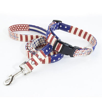 American Flag Dog Collar & Leash Set