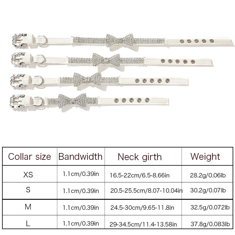 Crystal Bow Dressy Pet Collar for Dogs