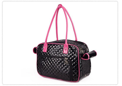 Black and Pink Quilted Pet Carrier Bag