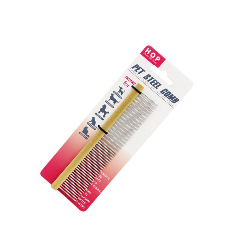Medium Gold dog and cat grooming comb with two tooth densities