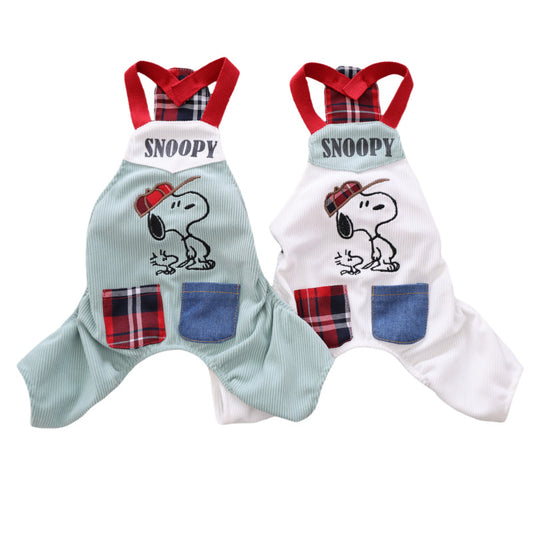Dog outfit overalls Snoopy