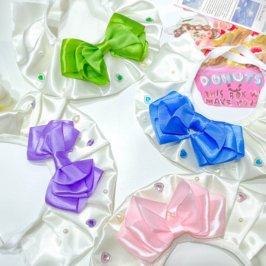 Satin Pet Bib with Bow & Gem