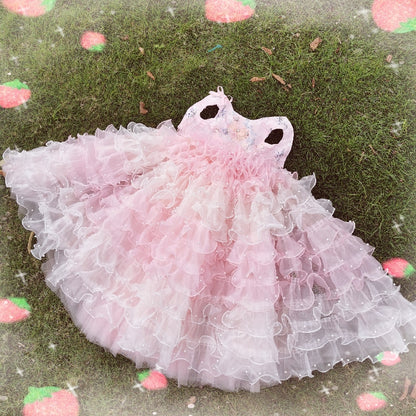 Luxury Dog Wedding Dress Pink Ball Gown