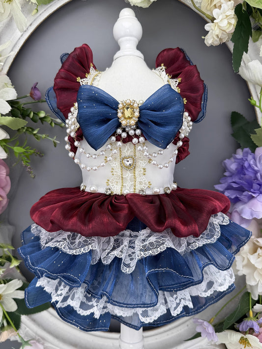 Handmade Luxury Dog Dress Royal Style Lace Tutu