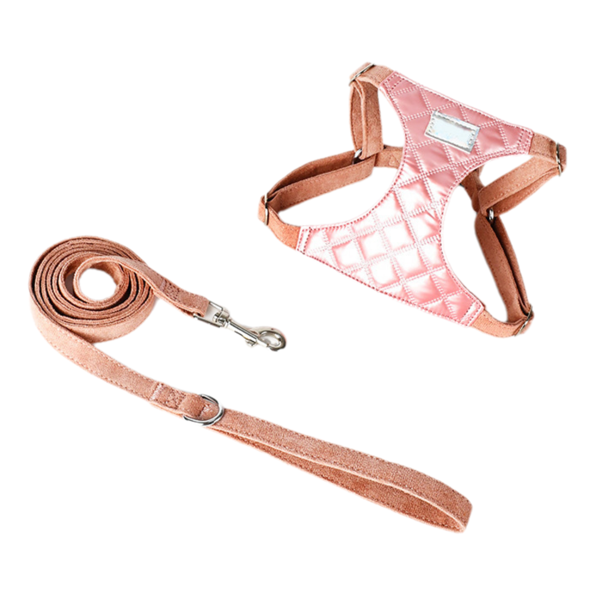 Quilted Suede Dog Harness & Leash Set – Soft Comfort with Chic Style
