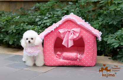 Dog house princess pink dot lace