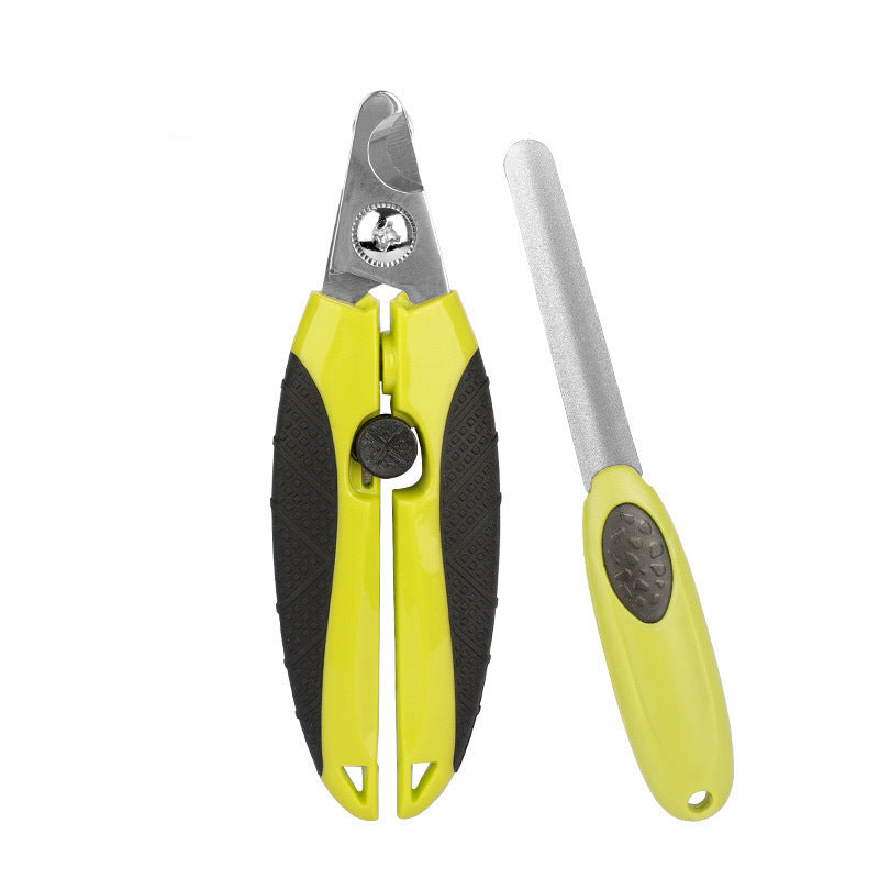 Yellow and black pet nail clippers with matching nail file