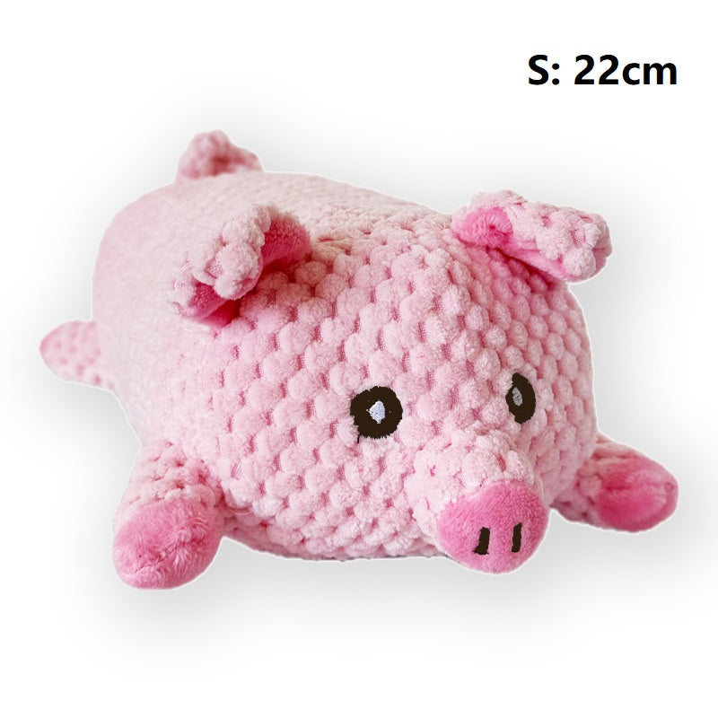 Small pink pig grunting plush pet toy shown with 22 centimeter length