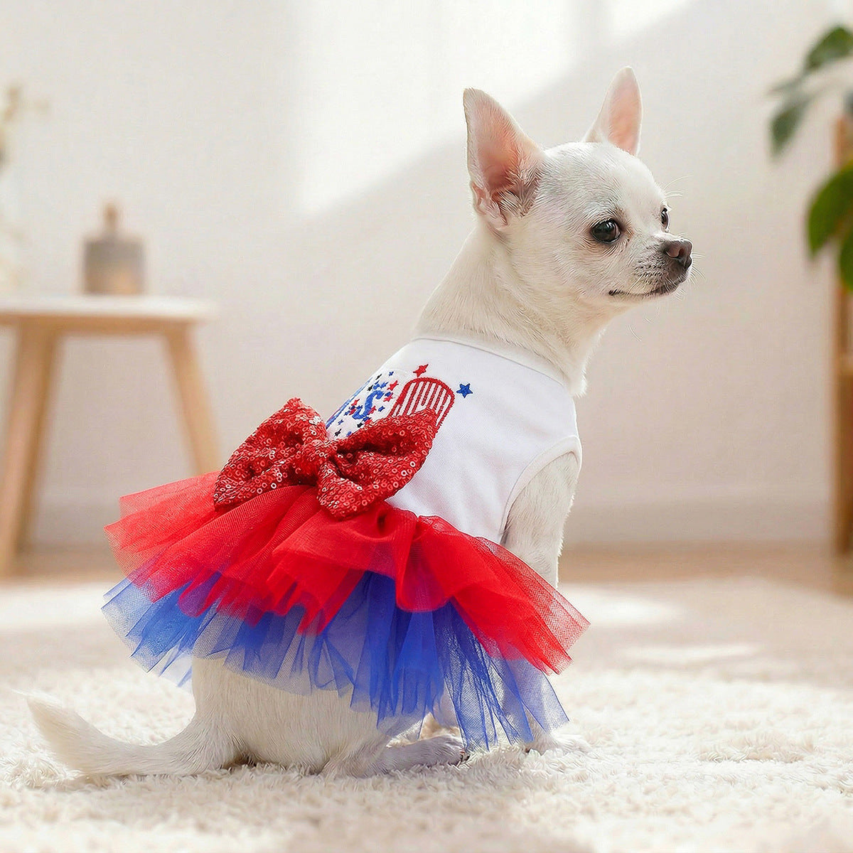 Independence Day dog outfit with patriotic embroidery