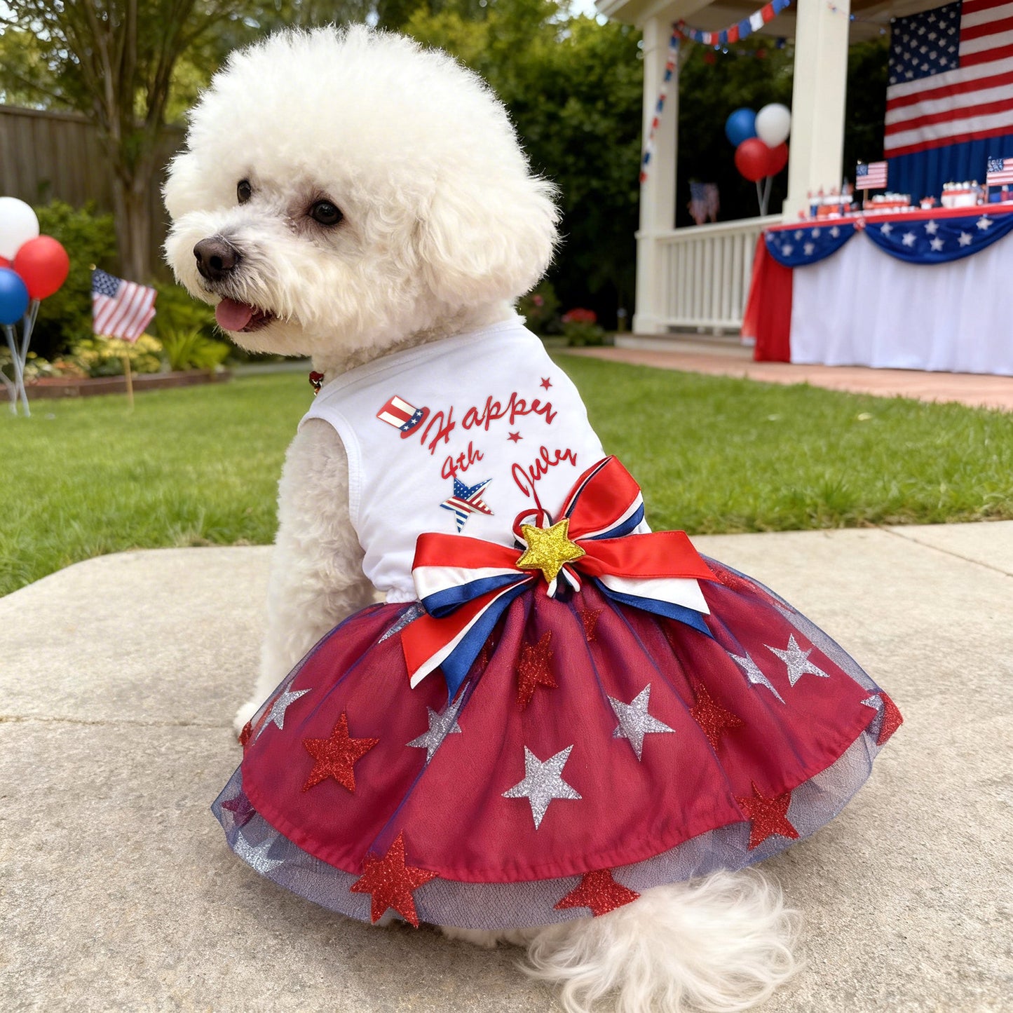 USA holiday pet princess dress