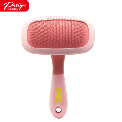 Large pink Pin pet grooming brush with curved steel pins