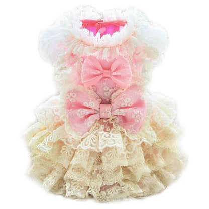 Charming Pink Lace Dog Dress Handcrafted Gorgeous Princess Gown For Wedding Party