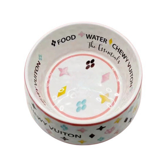 Monogram Melamine Pet Bowl (white)+Placemat