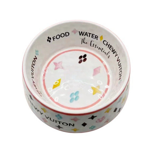 Monogram Melamine Pet Bowl (white)+Placemat