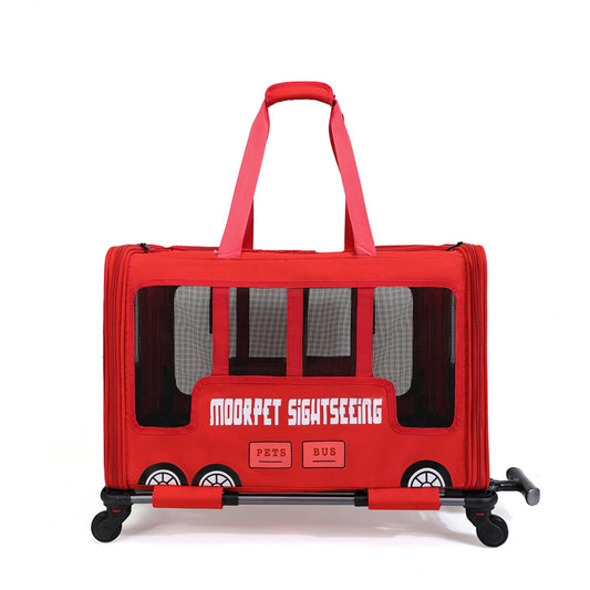 Rolling Pet Carrier – Bus Style Travel Bag with Wheels &amp; Mesh Panels