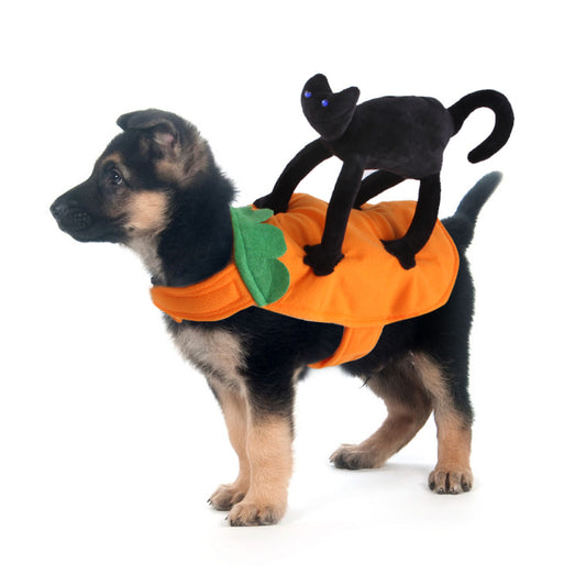 Dog Pumpkin Costume with Plush Black Cat & Fleece