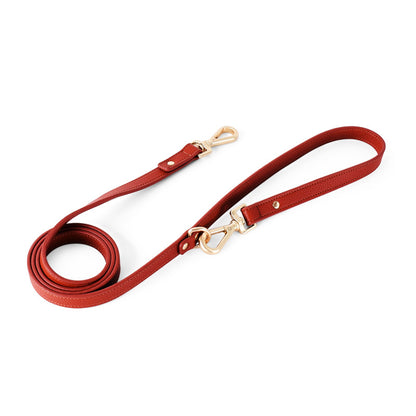 Luxury Leather Dog Harness & Leash Set – Brown/Green
