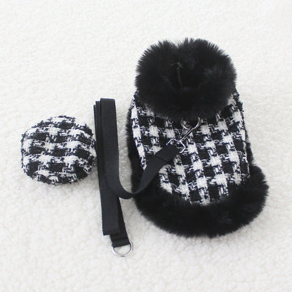 Dog cape+hat+leash sets Houndstooth