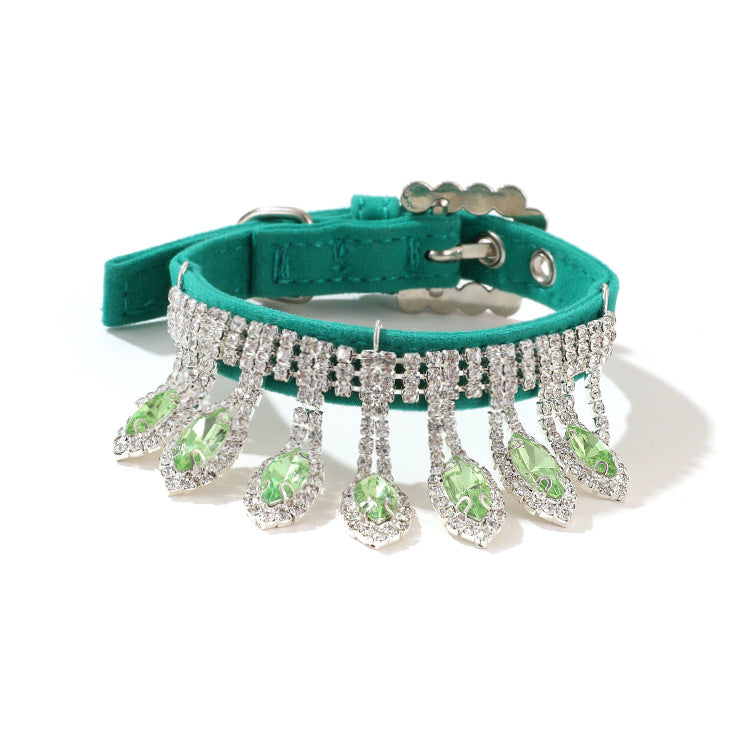 Crystal Chandelier Gemstone Pet Collar 4 Color