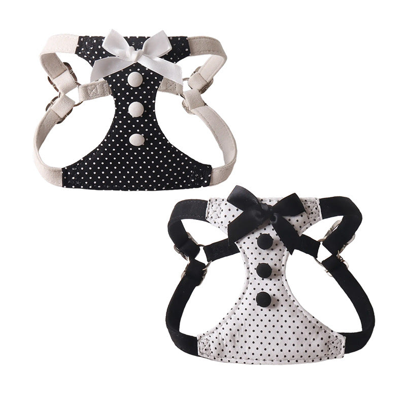 polka dot dog harness and leash set