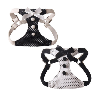polka dot dog harness and leash set