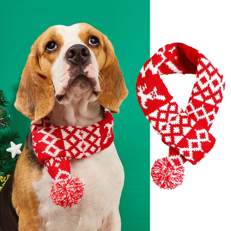 Christmas Pet Knit Scarf • Reindeer Fair Isle Design