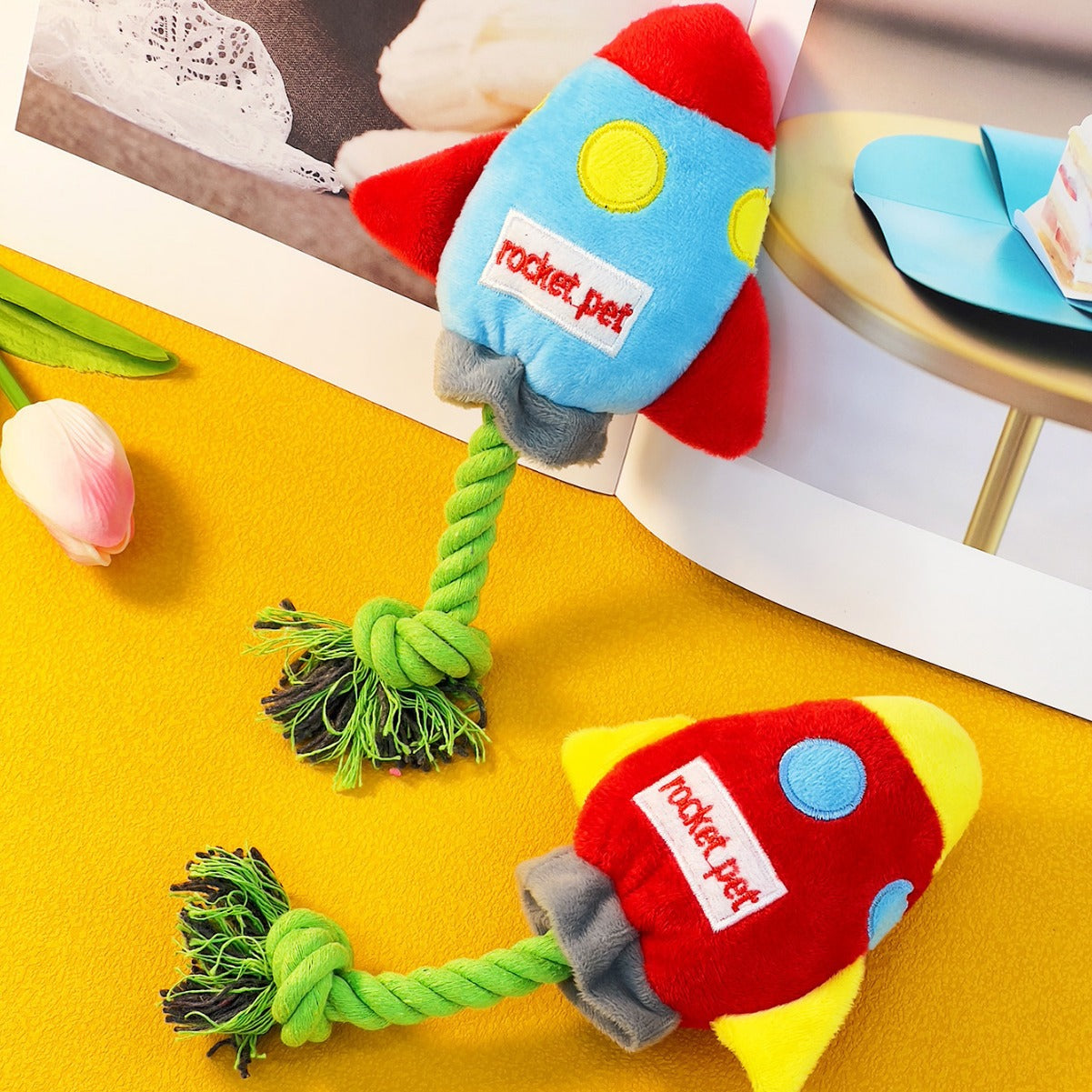 rocket plush rope dog toy