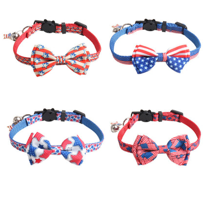 Patriotic Bow Tie Cat Collar with Bell USA