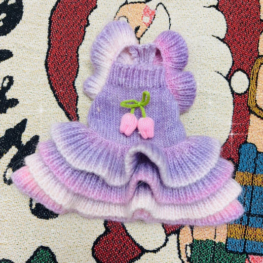 Dog Sweater Dress Purple Pink Gradient Knit