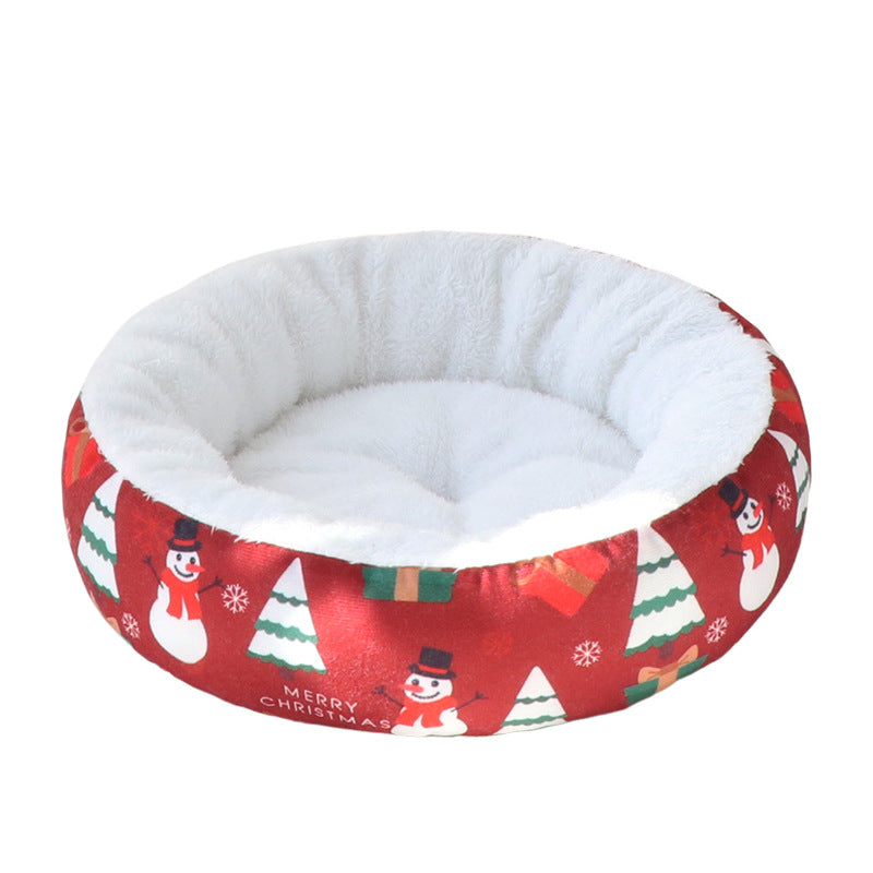 Cozy Christmas Round Pet Bed