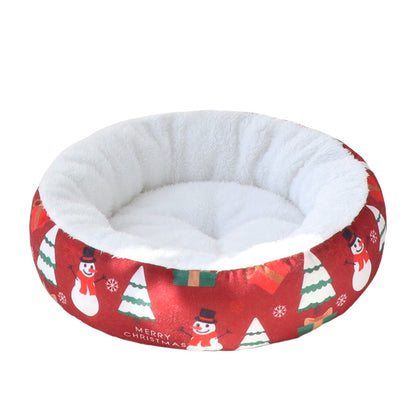 Cozy Christmas Round Pet Bed