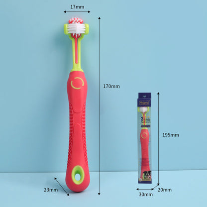 Pink one-size pet toothbrush size chart showing 170 mm length and 17 mm head width